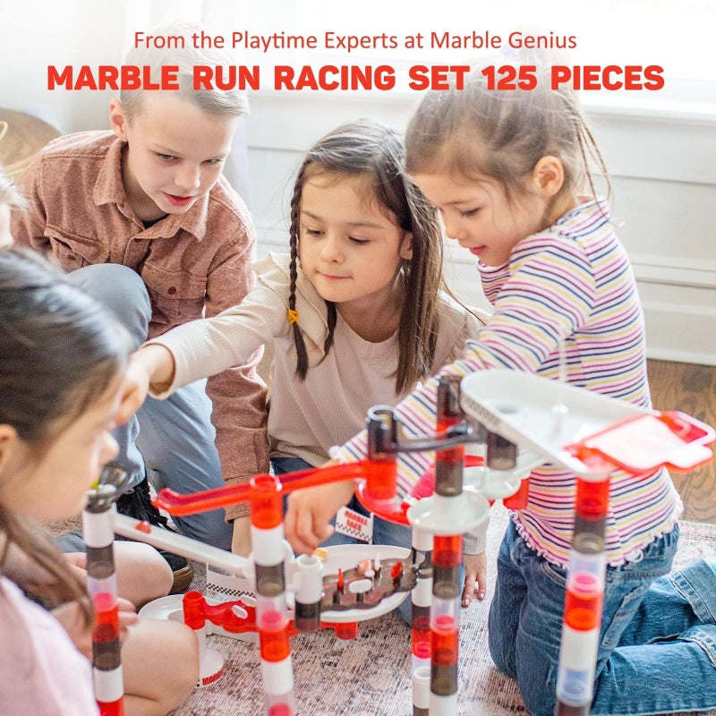 Marble Genius Marble Run Racing Set: 125-Piece Marble Run Racing Set Toys for Kids, Marbles Maze Tower Building Blocks, Marbles Race Track Rolling Game, Educational Learning STEM Toy Gift - Image 2